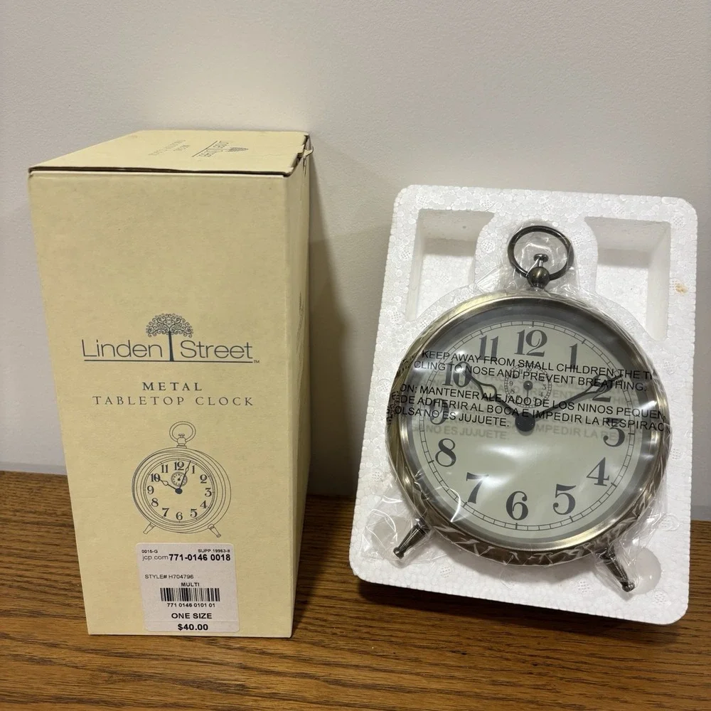 Linden Street‎ Metal Tabletop Clock Oil Rubbed Bronze Finish Circular NEW IN BOX